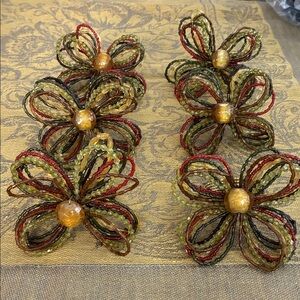 Table Setting for 6 /Glass Beaded Earthy Colored Napkin Rings